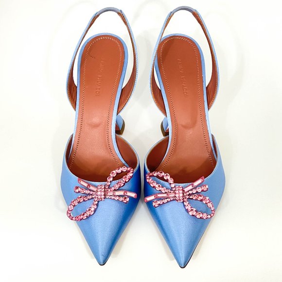 Amina Muaddi Rosie Crystal Bow Pumps- Size 395 - Picture 5 of 11